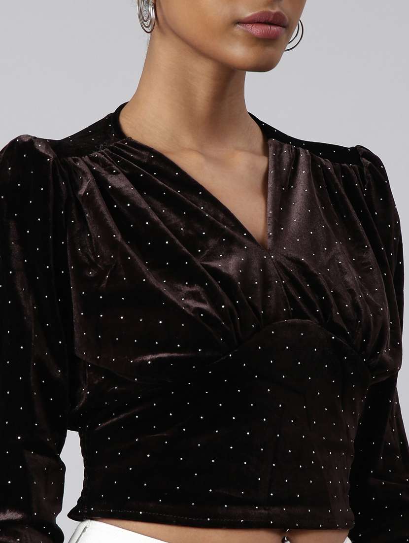 women polka doted puff sleeves top - 20928957 -  Standard Image - 6