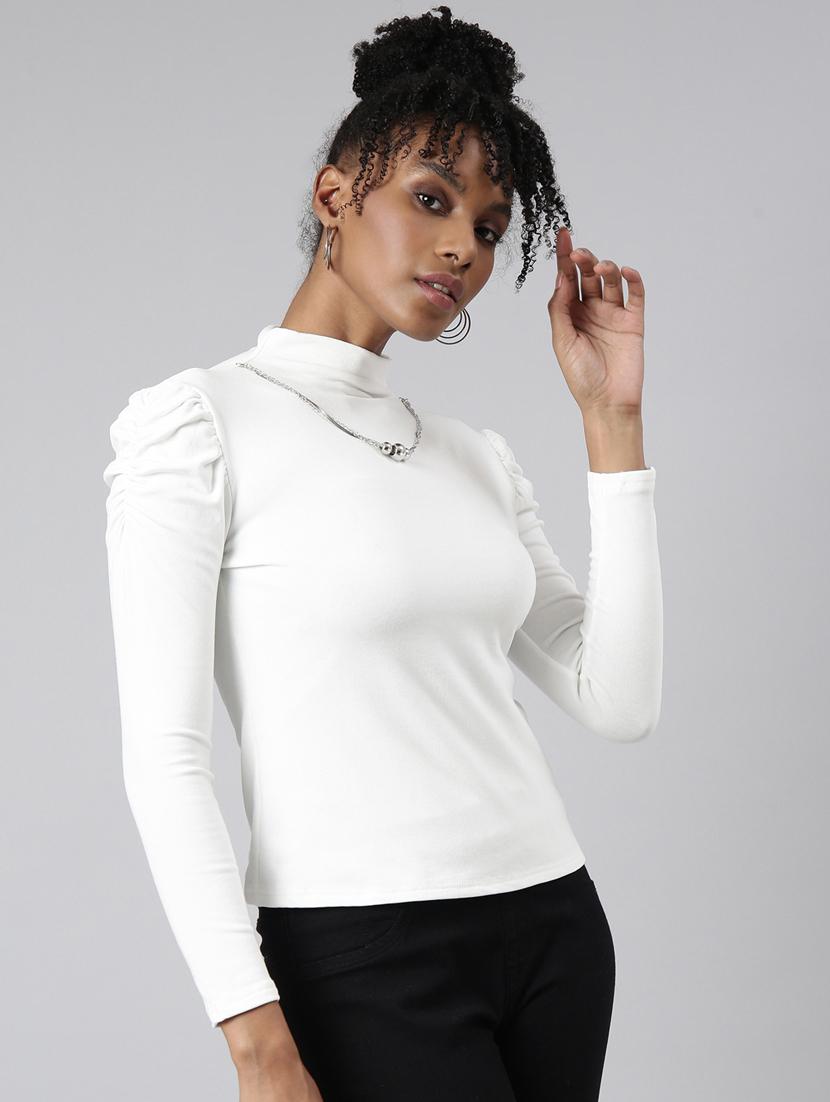 solid white detailed regular top - 20928963 - Standard Image - 1