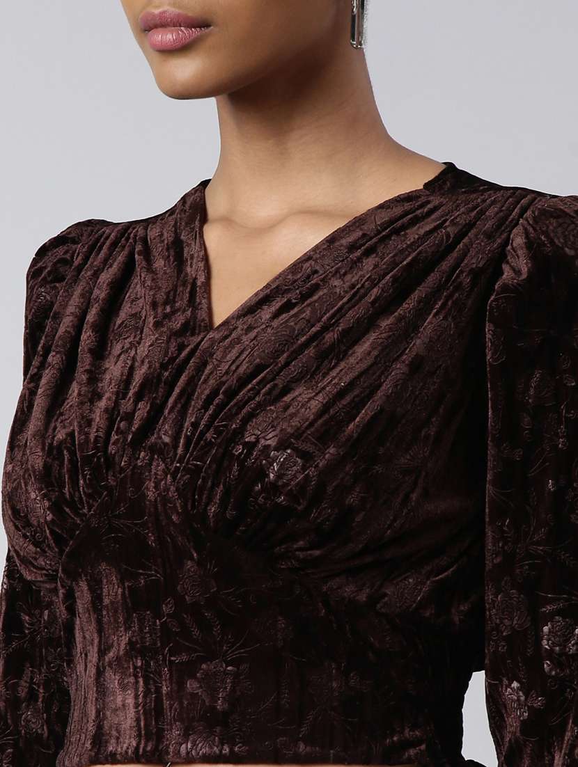 women self designed puff sleeves crop top - 20928976 -  Standard Image - 6