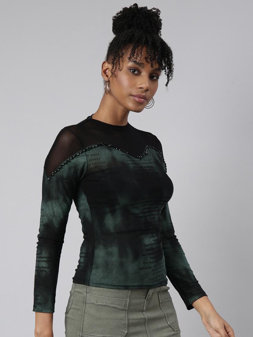 women typographic print long sleeeves top - 20928979 -  Standard Image - 1