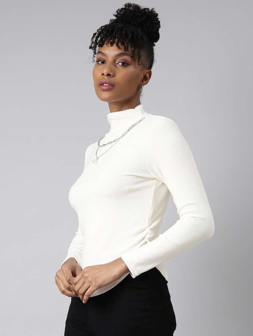 women solid mock neck long sleeves top - 20928986 -  Standard Image - 1