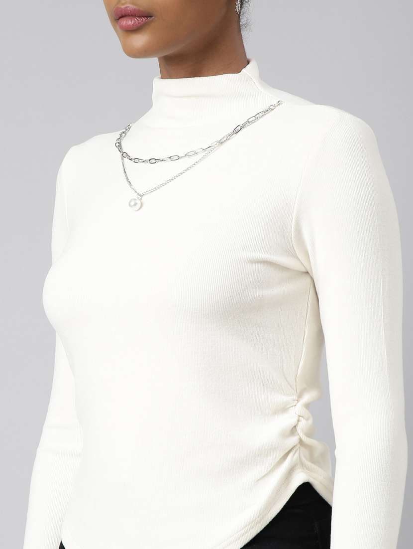 women solid mock neck long sleeves top - 20928986 -  Standard Image - 6