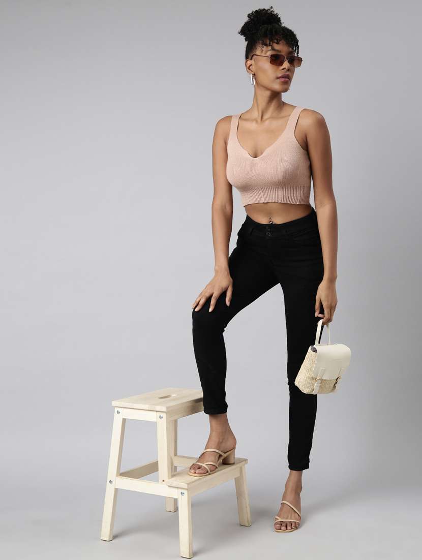 women solid sleeveless crop top - 20928987 -  Standard Image - 4