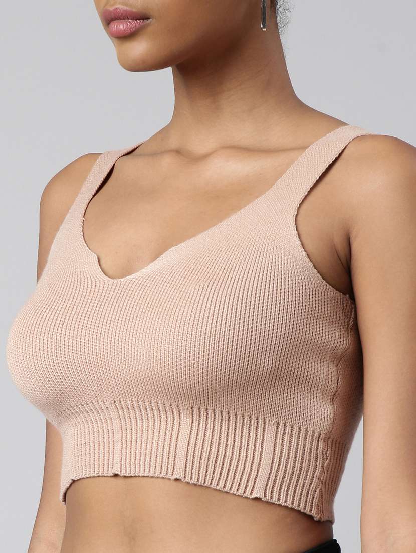 women solid sleeveless crop top - 20928987 -  Standard Image - 6