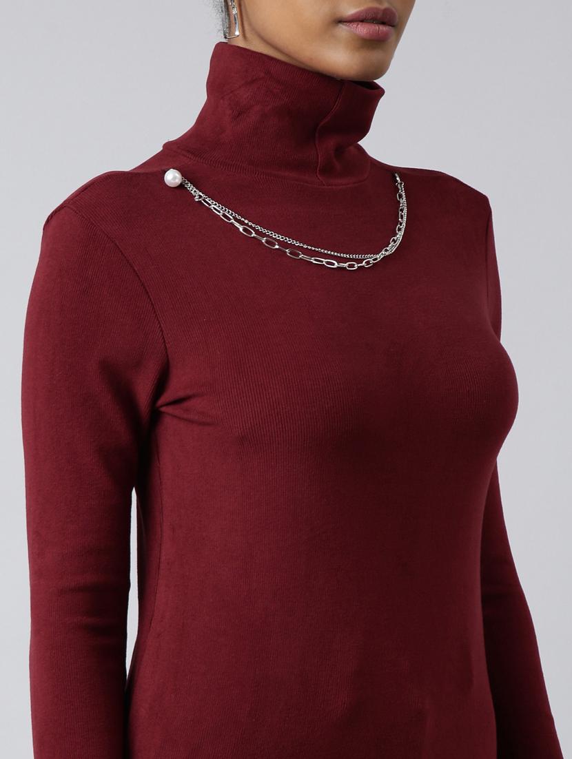women solid high neck pullover - 20928994 - Standard Image - 6
