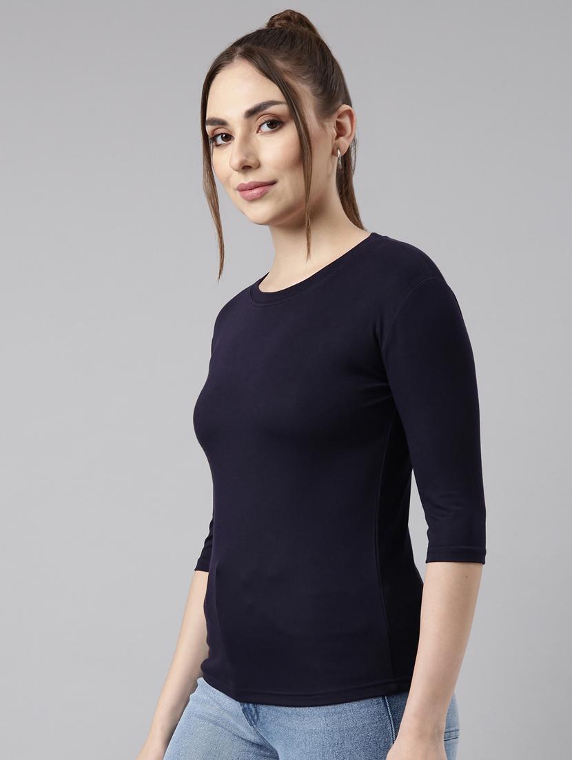 women solid round neck top - 20929023 - Standard Image - 1