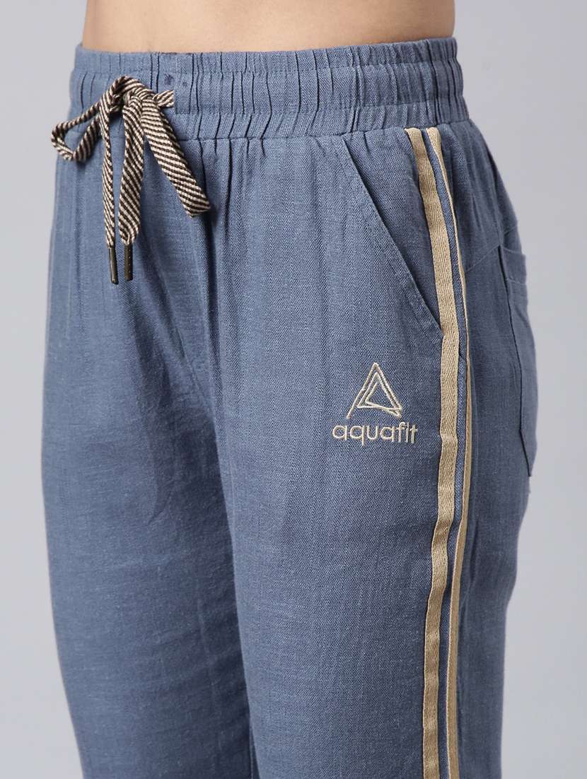 teal cotton blend track pant - 20929034 -  Standard Image - 6