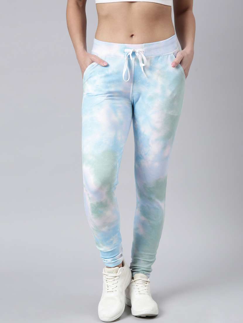 blue cotton blend track pant