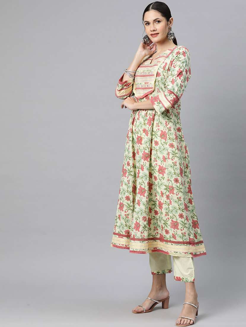 women three quarter sleeve kurta pant with dupatta set - 20929068 -  Standard Image - 1