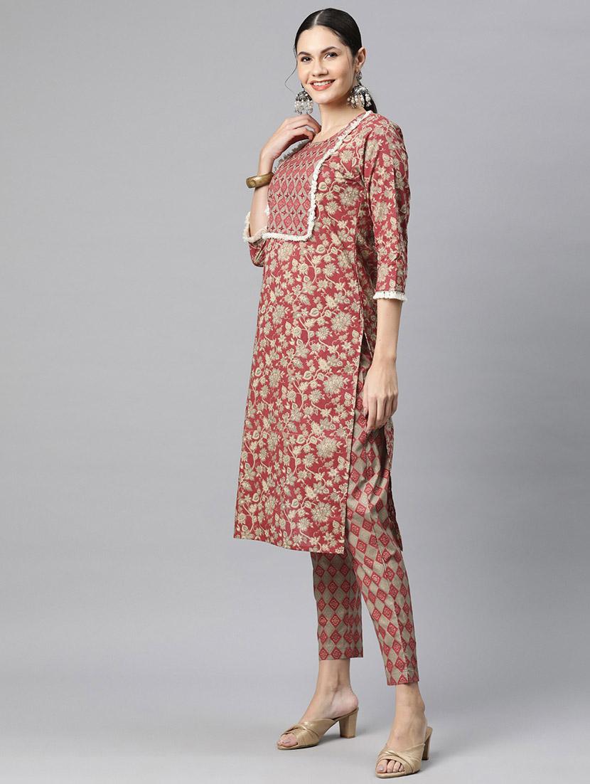women three quarter sleeve kurta pant with dupatta set - 20929112 - Standard Image - 1