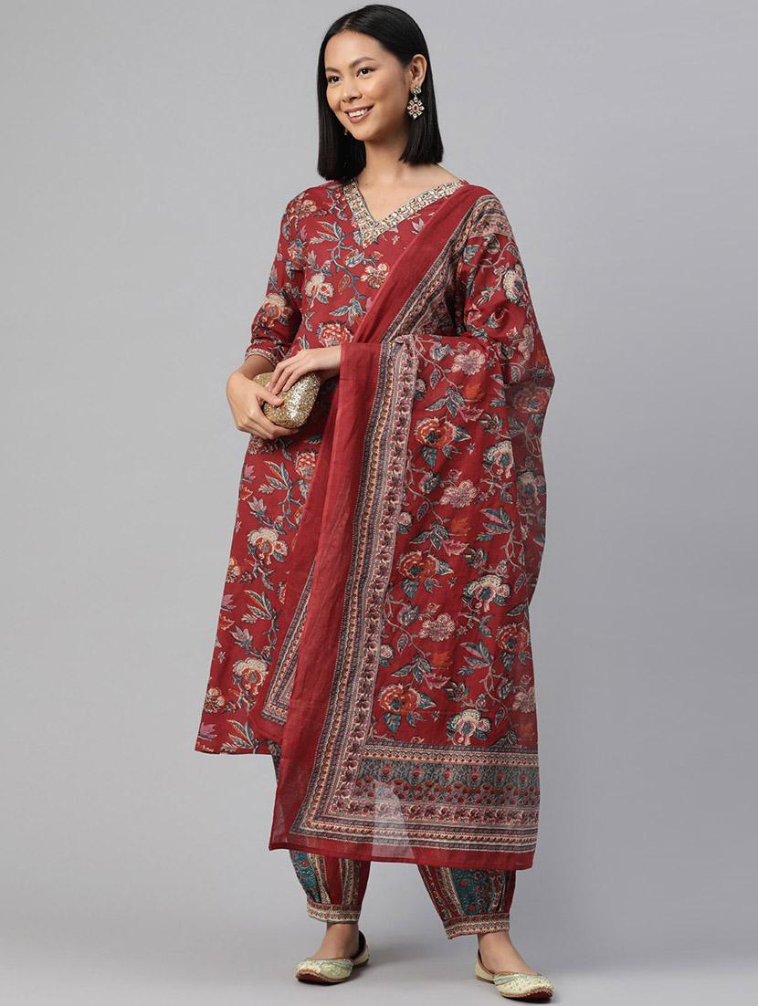 women three quarter sleeve kurta salwar with dupatta set - 20929130 -  Zoom Image - 0