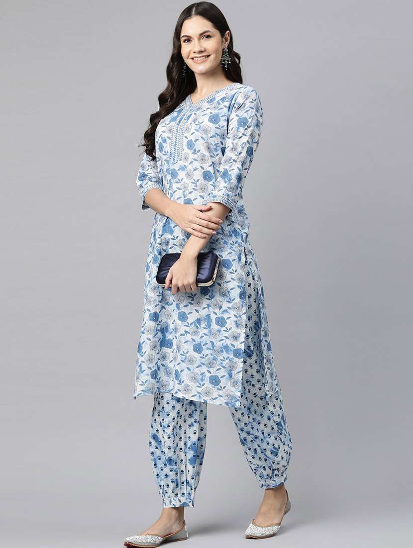 women three quarter sleeve kurta salwar set