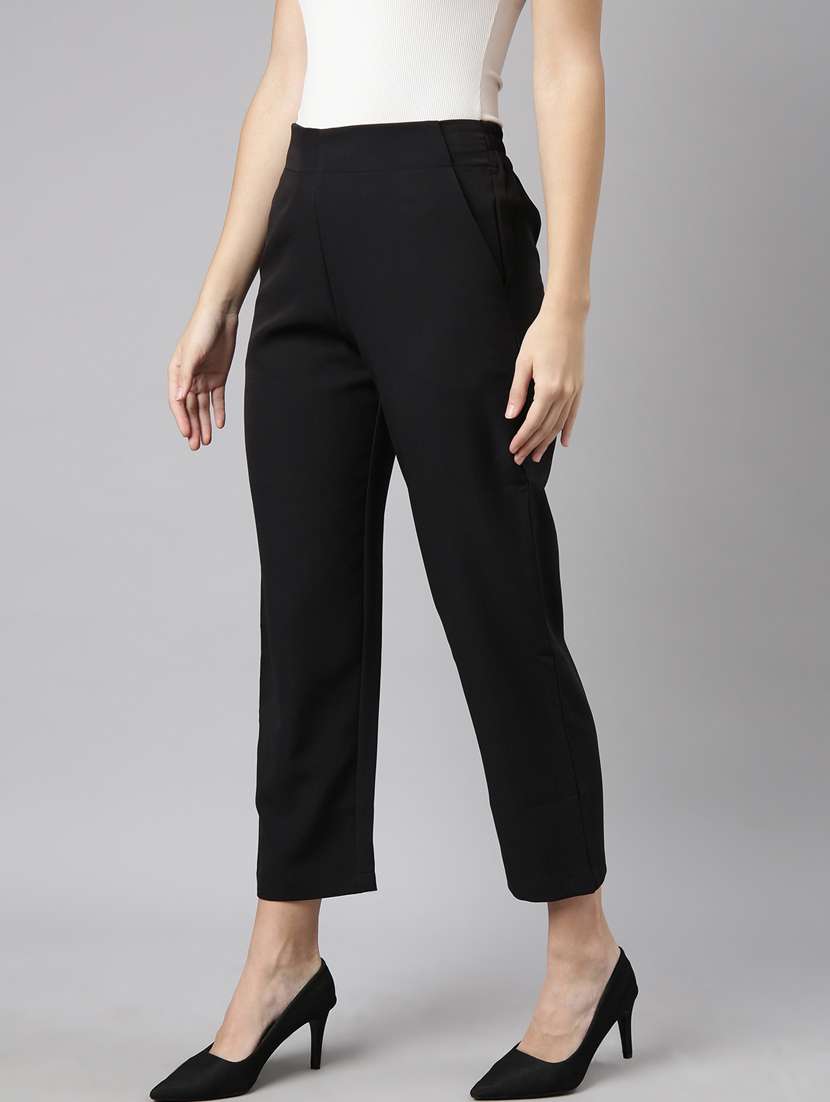 black cotton blend trousers - 20929159 -  Standard Image - 1