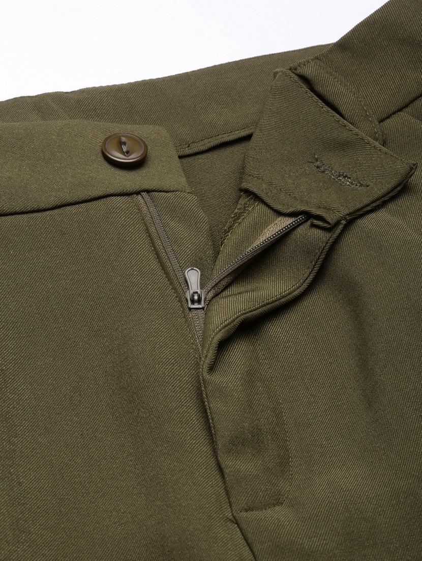 olive cotton blend flat front trousers - 20929160 - Standard Image - 6