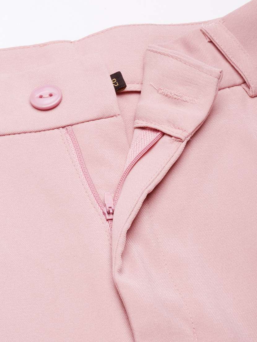 peach cotton blend flat front trousers - 20929162 -  Standard Image - 6