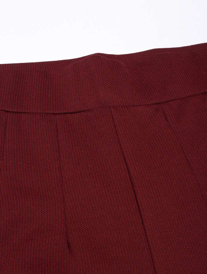 maroon cotton blend flat front trousers - 20929166 - Standard Image - 6