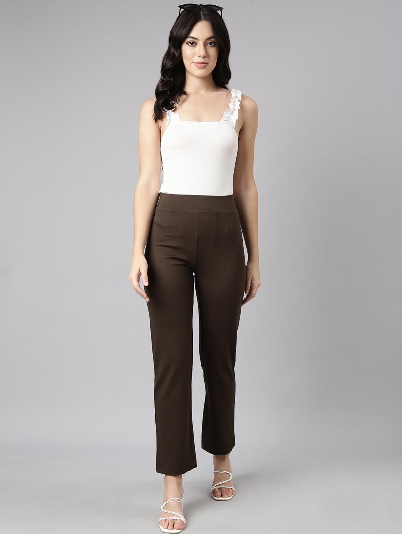 olive cotton blend flat front trousers - 20929167 - Standard Image - 4