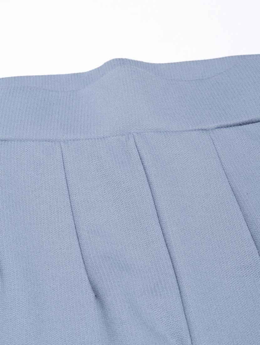 blue cotton blend flat front trousers - 20929168 - Standard Image - 6