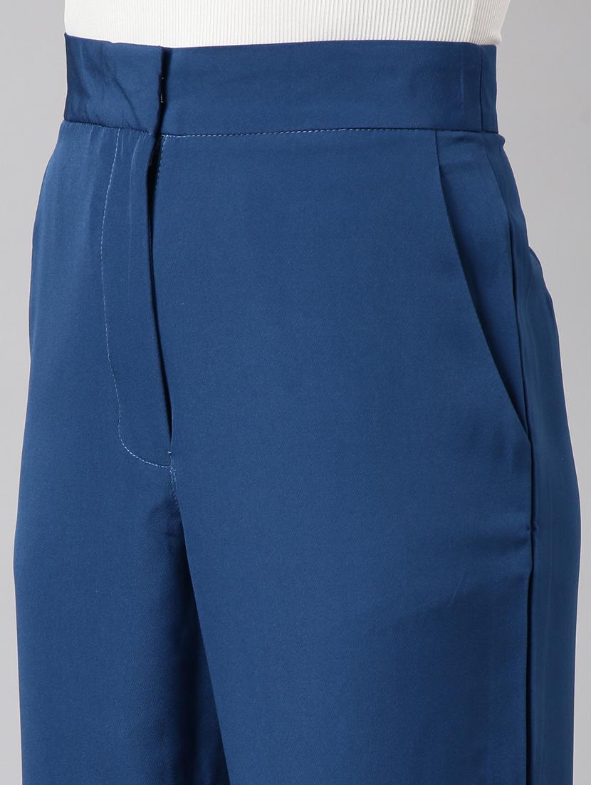 teal cotton blend flat front trousers - 20929169 - Standard Image - 6