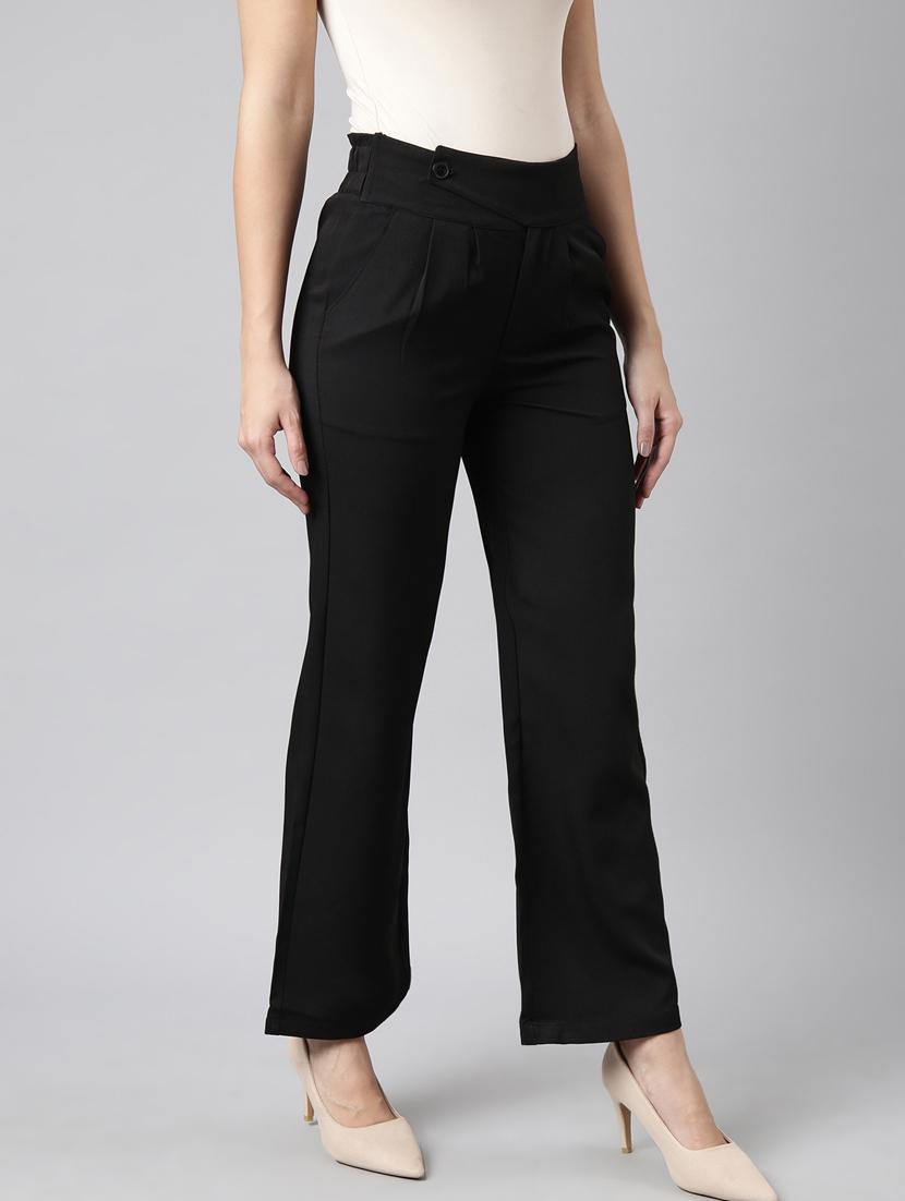 black cotton blend pleated trousers - 20929176 - Standard Image - 1