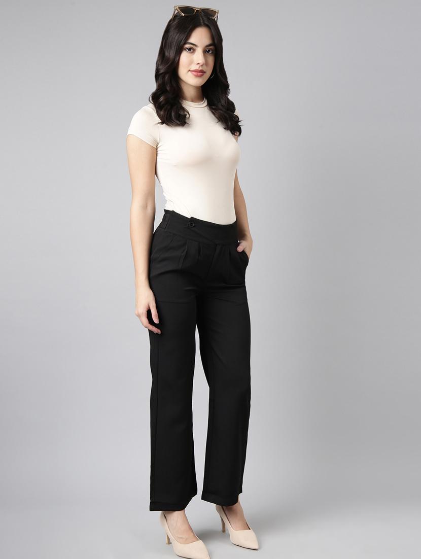 black cotton blend pleated trousers - 20929176 - Standard Image - 4