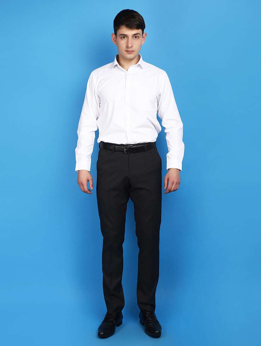 white cotton blend formal shirt - 20929241 -  Standard Image - 4