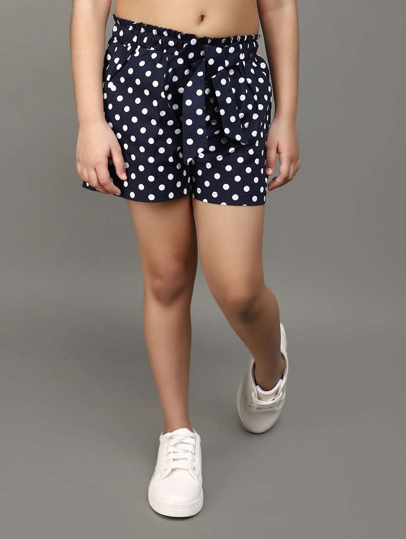 girls casual polka dot printed shorts
