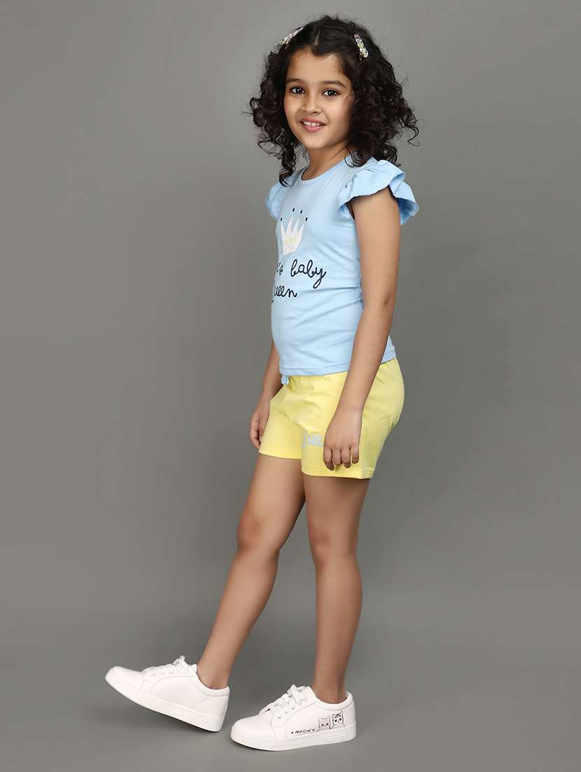 girls round neck printed shorts set - 20929260 -  Standard Image - 1