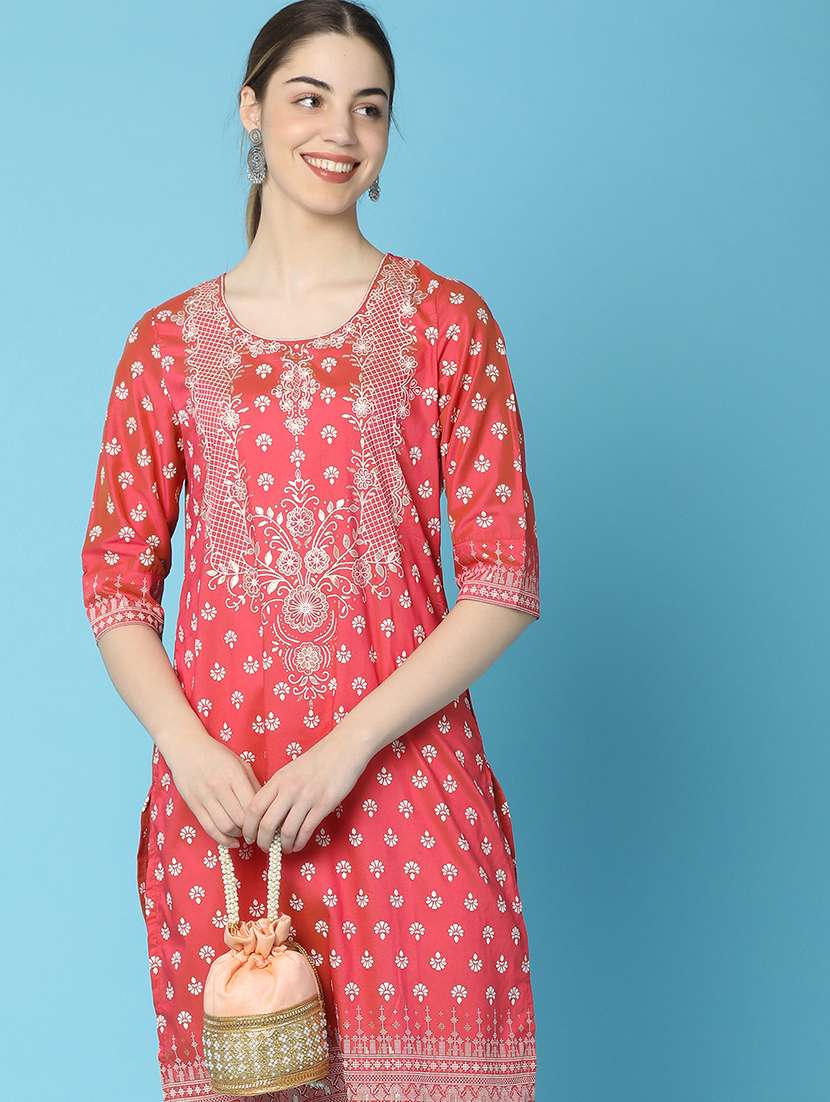 pink cotton straight kurta - 20929273 -  Standard Image - 4
