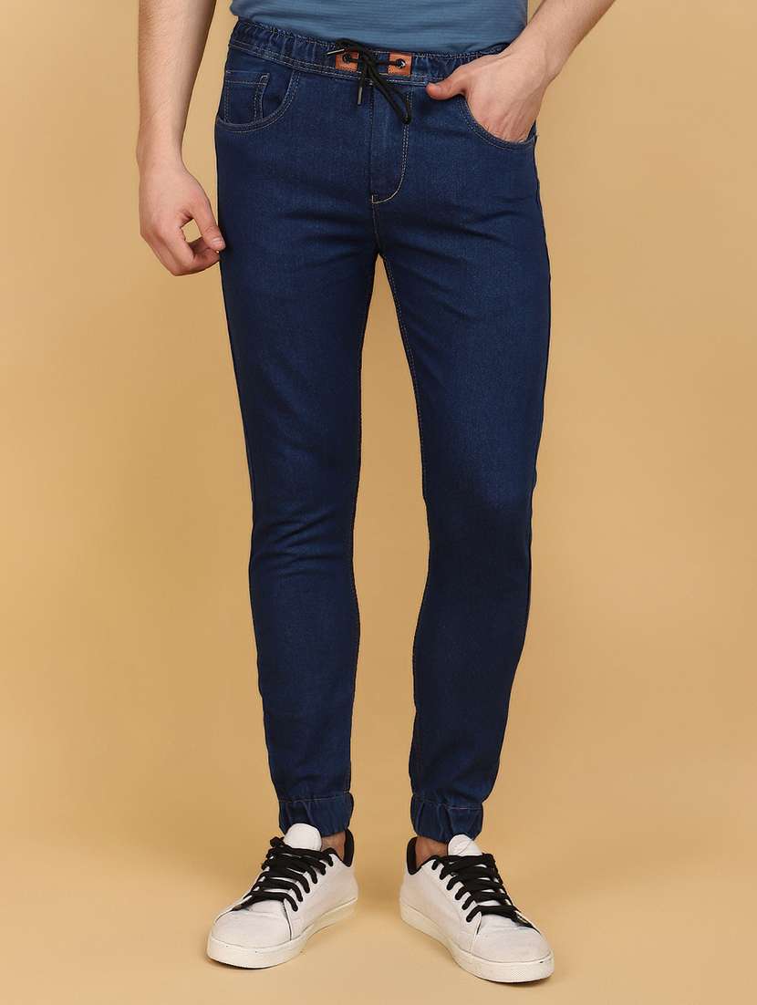 men solid mid rise jogger