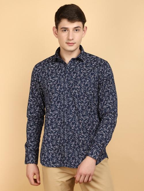 navy blue cotton casual shirt - 20929304 - Standard Image - 0