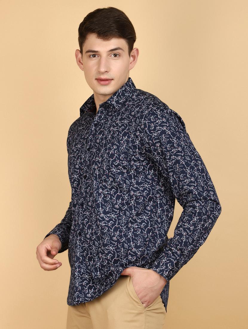 navy blue cotton casual shirt - 20929304 - Standard Image - 1