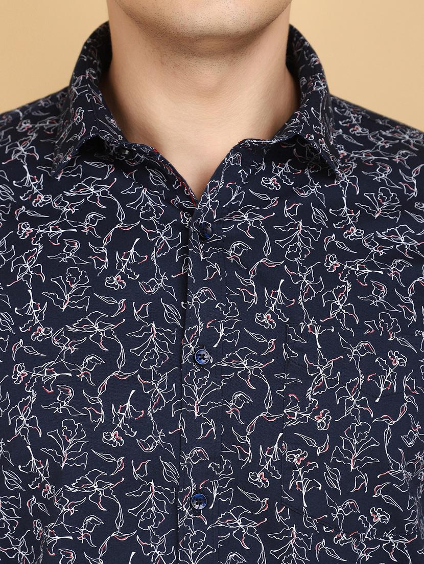 navy blue cotton casual shirt - 20929304 - Standard Image - 4