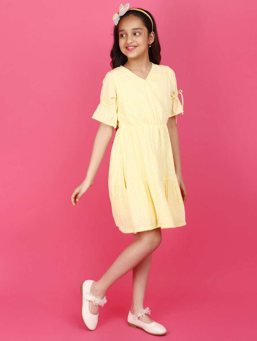 girls v-neck printed frock - 20929337 -  Standard Image - 1
