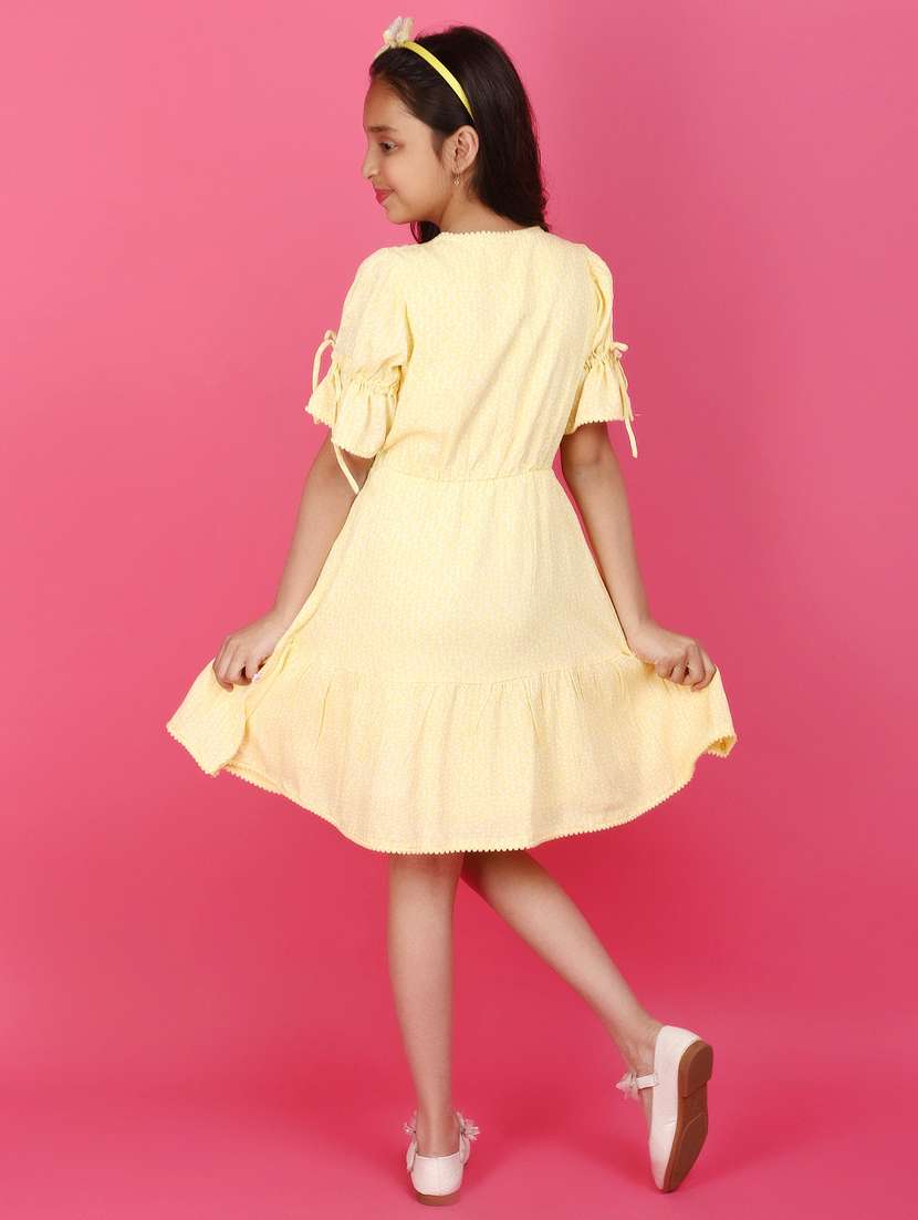 girls v-neck printed frock - 20929337 -  Standard Image - 4