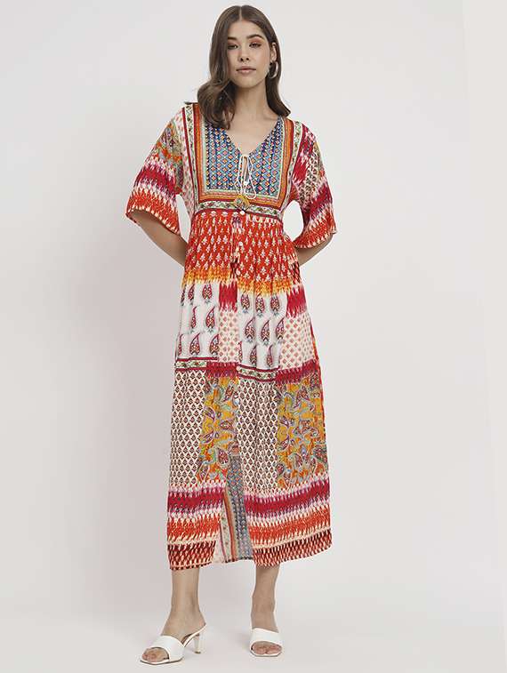 women multicolored printed a-line dress