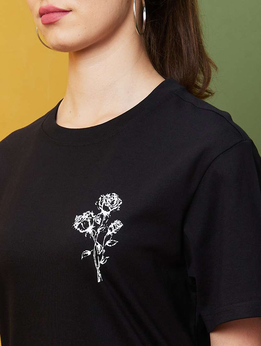 women black cotton back printed t-shirt - 20929768 - Standard Image - 4