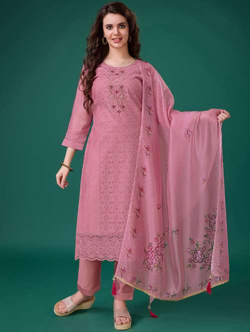 women embroidered kurta pant set with dupatta - 20929907 - Standard Image - 0