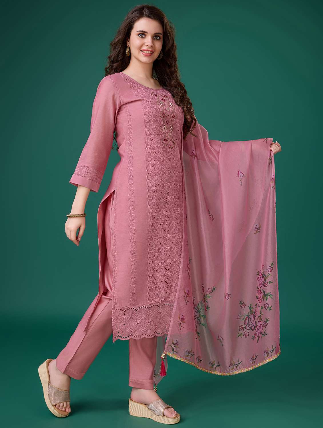 women embroidered kurta pant set with dupatta - 20929907 - Standard Image - 1