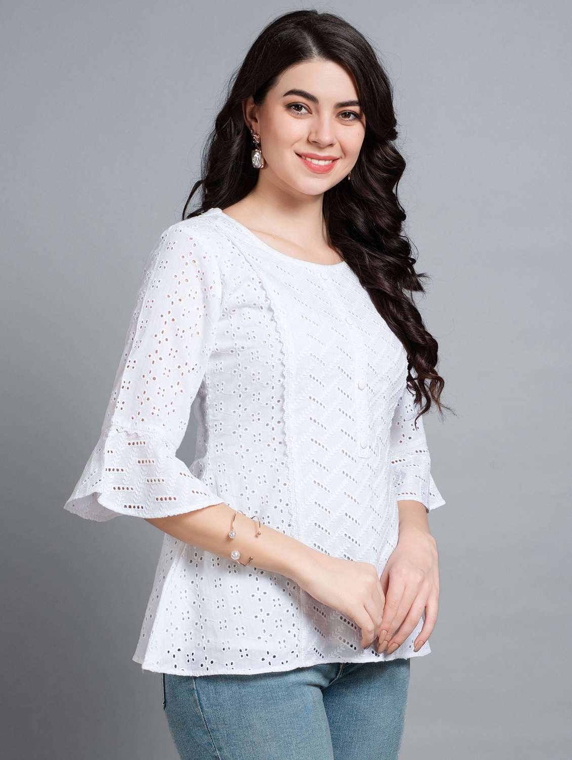 women's round neck a-line top - 20929922 - Standard Image - 1