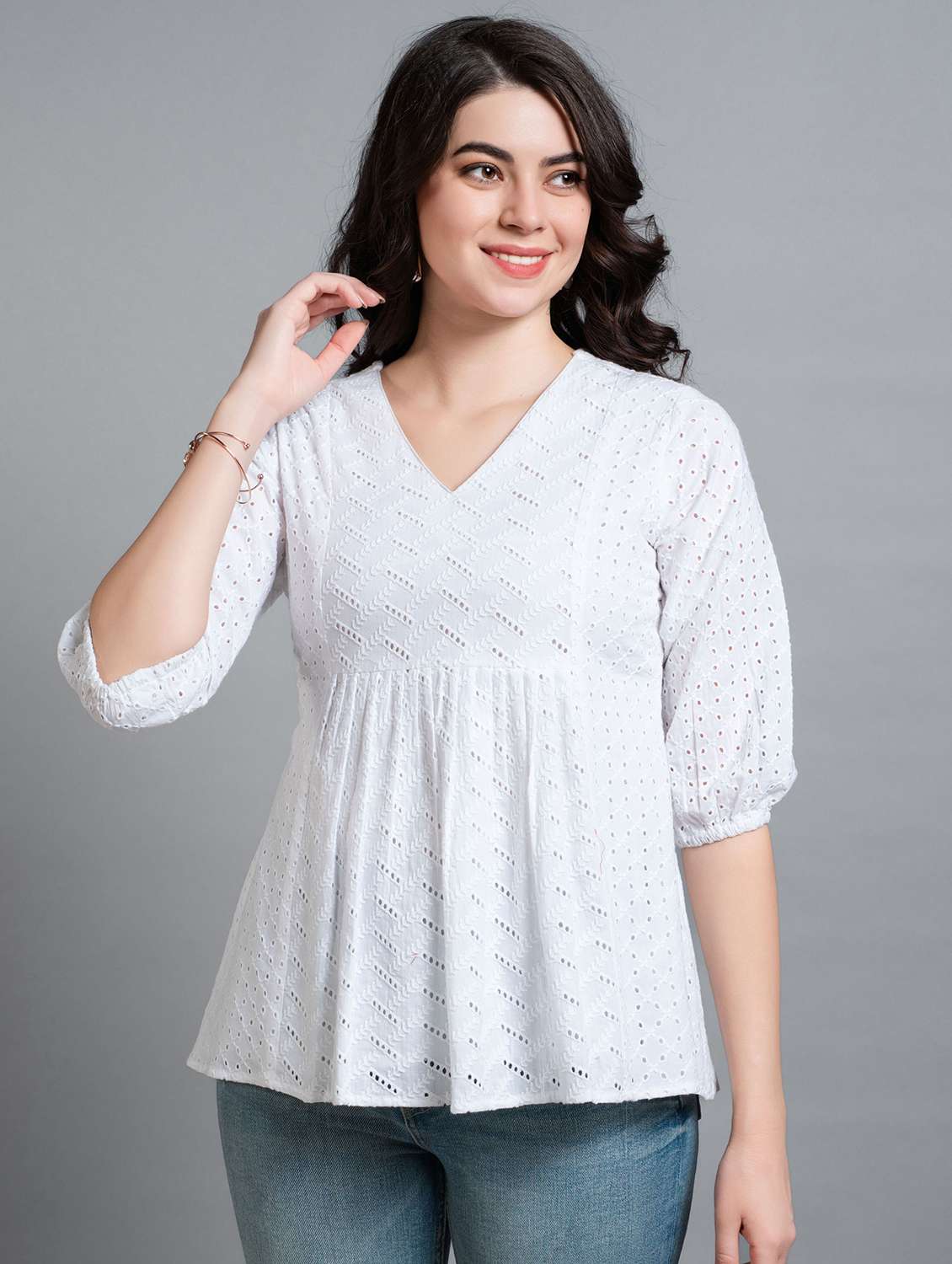 women white regular fit schifilli detailed peplum top