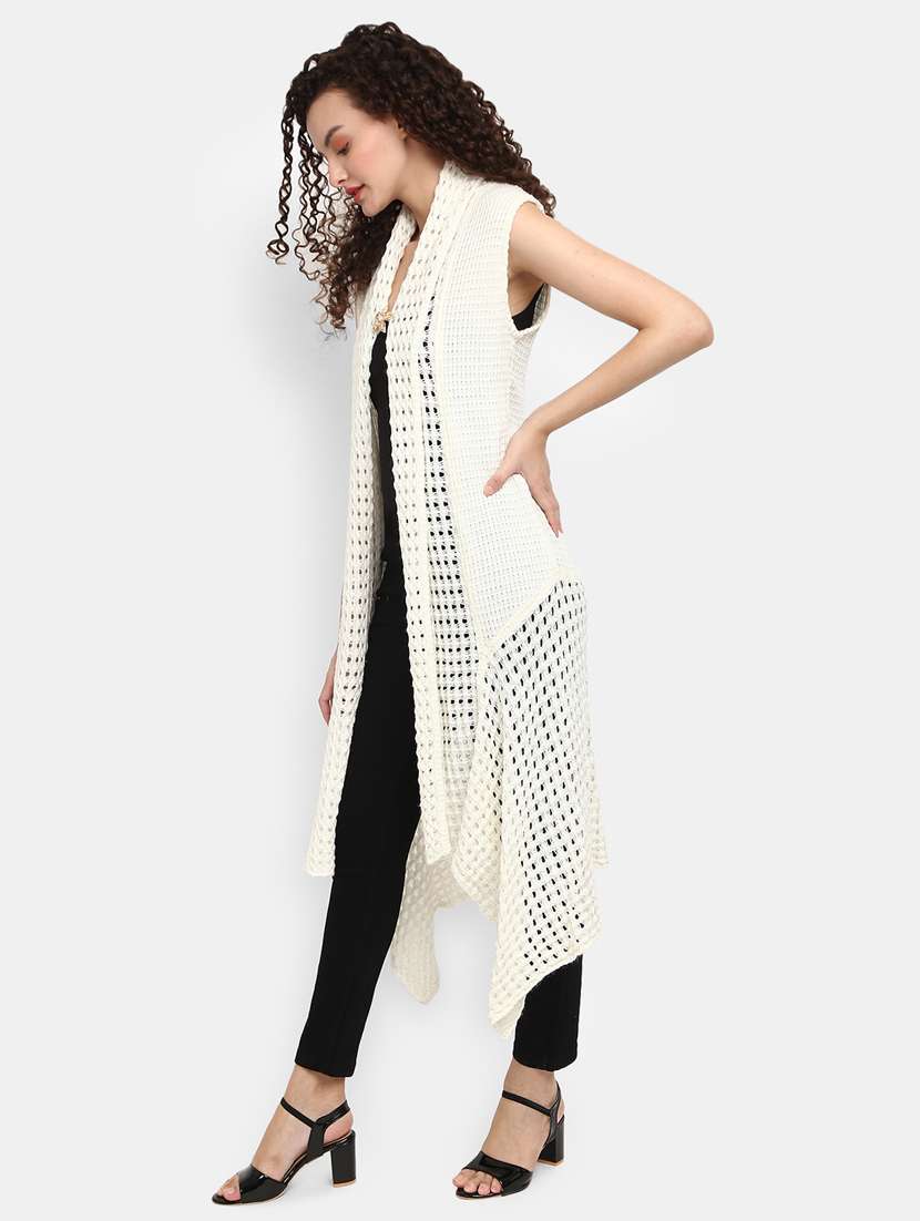Women Self-designed Sleeveless Cardigan - 20930001 -  Standard Image - 1