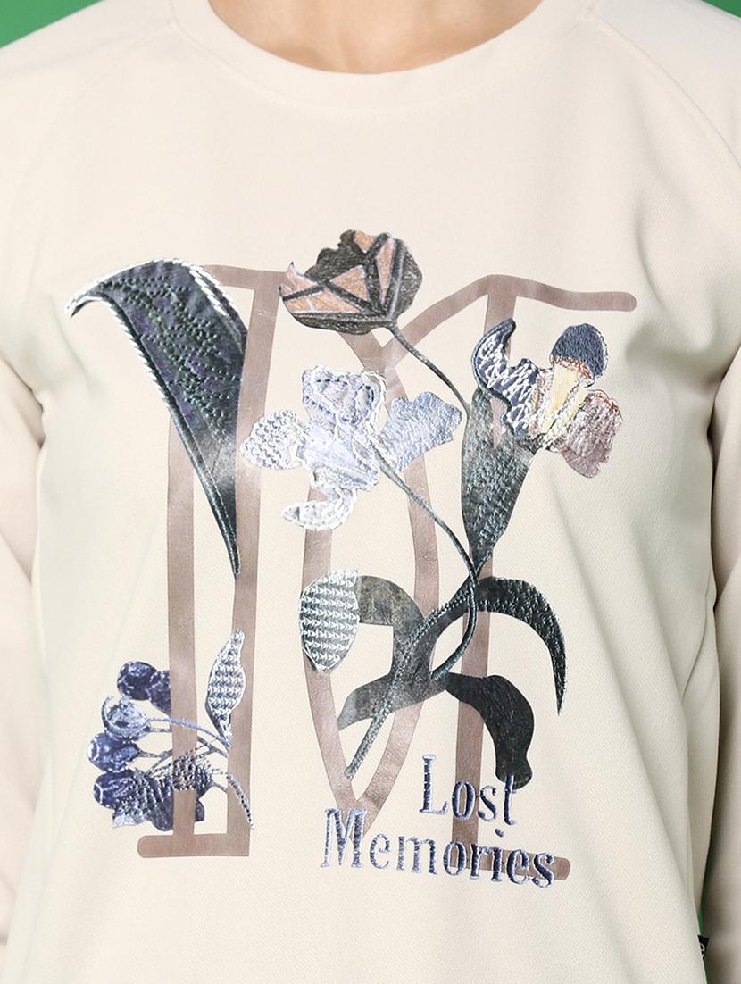 women front print round neck sweatshirt - 20930033 - Standard Image - 4