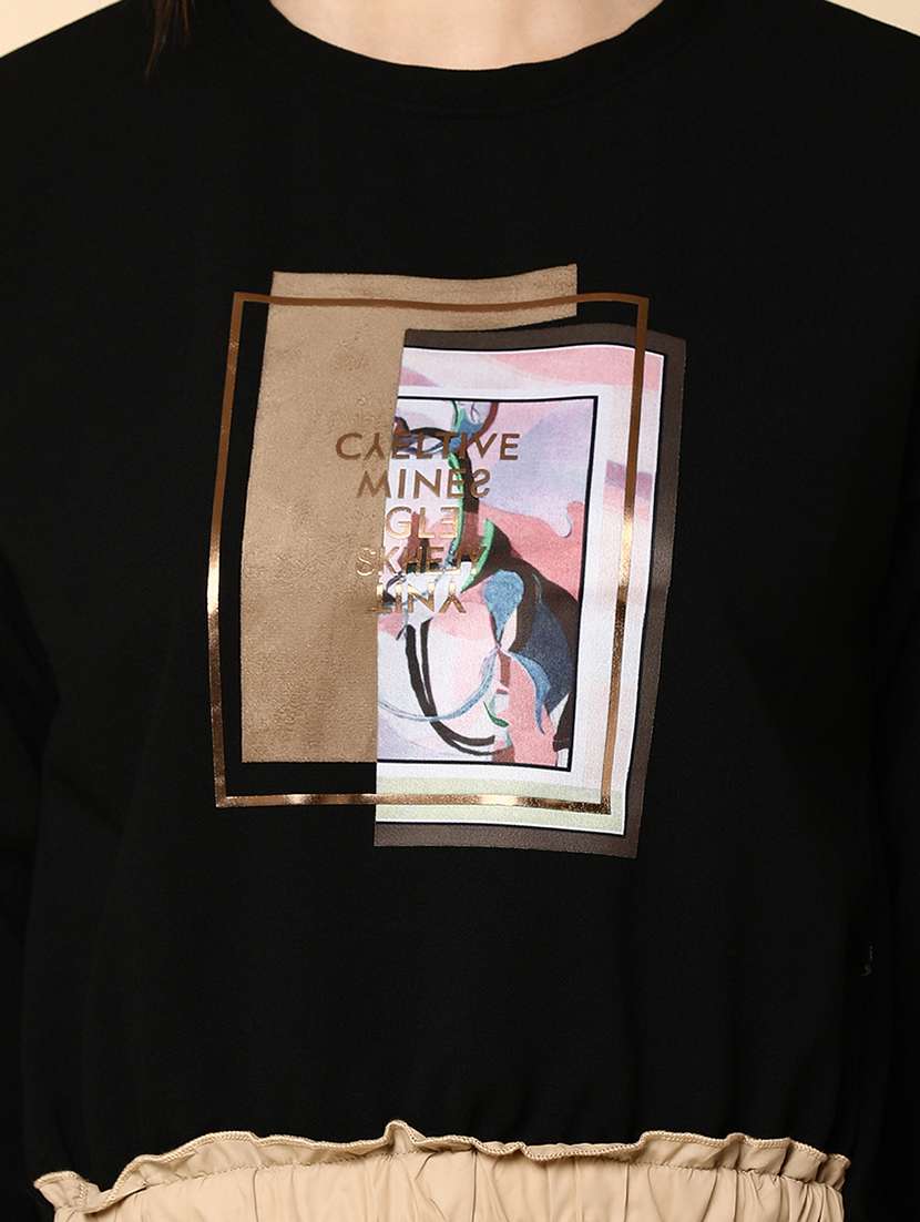 women graphic printed round neck cropped sweatshirt - 20930036 - Standard Image - 4