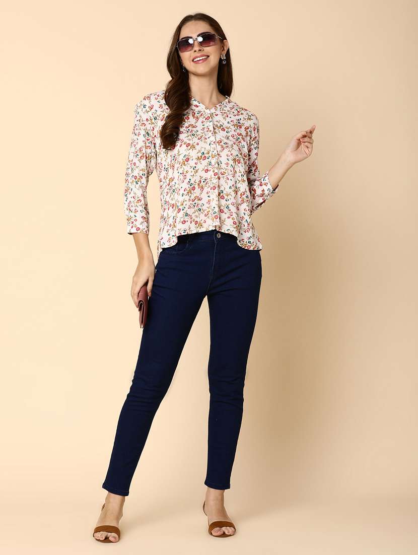 white floral printed high low top - 20930048 -  Standard Image - 4