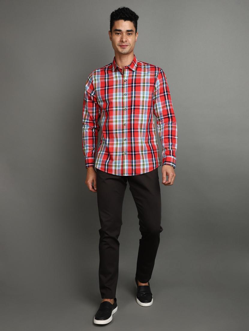 red cotton casual shirt - 20930102 - Standard Image - 4