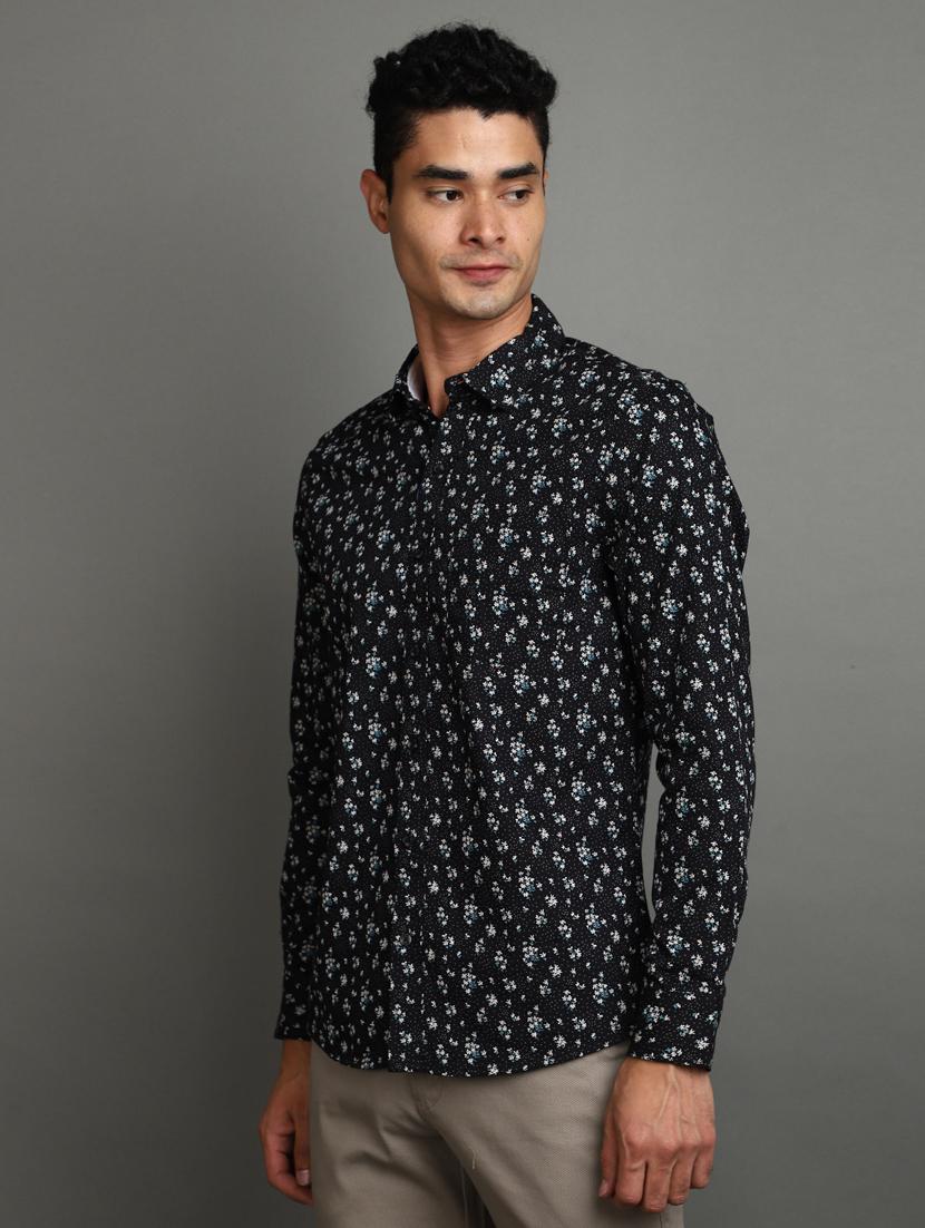 black cotton casual shirt - 20930104 - Standard Image - 1