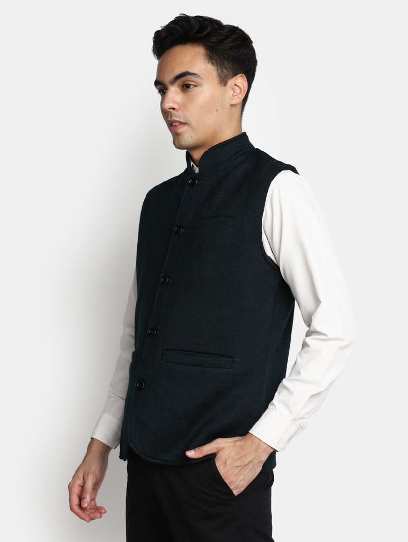 Men Mandarin Neck Solid Nehru Jacket - 20930247 -  Standard Image - 1