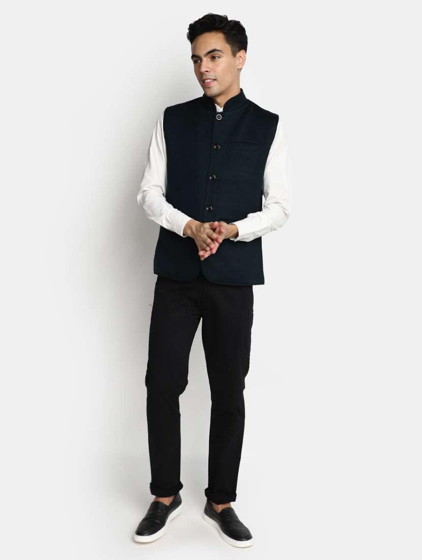 Men Mandarin Neck Solid Nehru Jacket - 20930247 -  Standard Image - 4