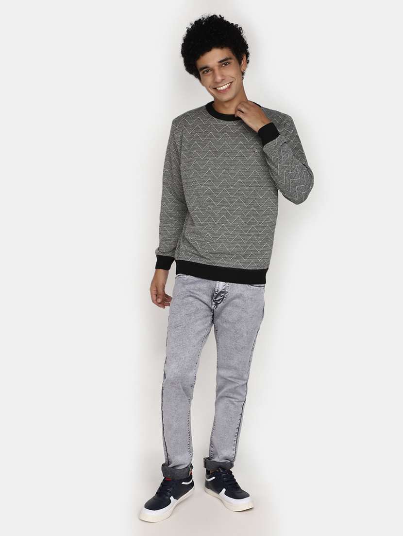 grey self design wool pullover - 20930249 -  Standard Image - 4